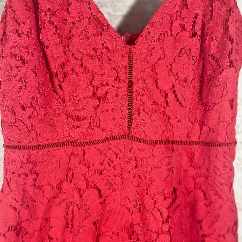 ASTR Red Lace Dress Sz Medium Spaghetti Strap Cami Boho Cocktail Formal - Picture 5 of 11